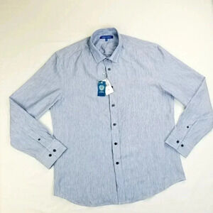 Vince Camuto Large Embroidered Logo Blue Striped